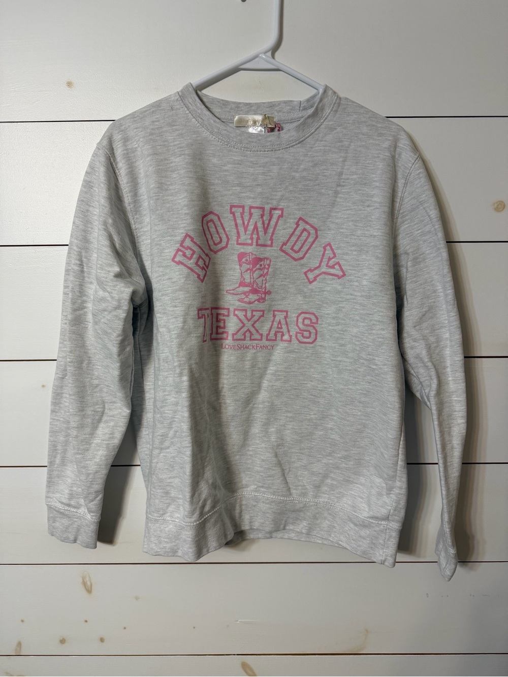 Love Shack Fancy Howdy Texas Grey Crewneck Sweatshirt Size M NWT